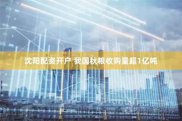 沈阳配资开户 我国秋粮收购量超1亿吨